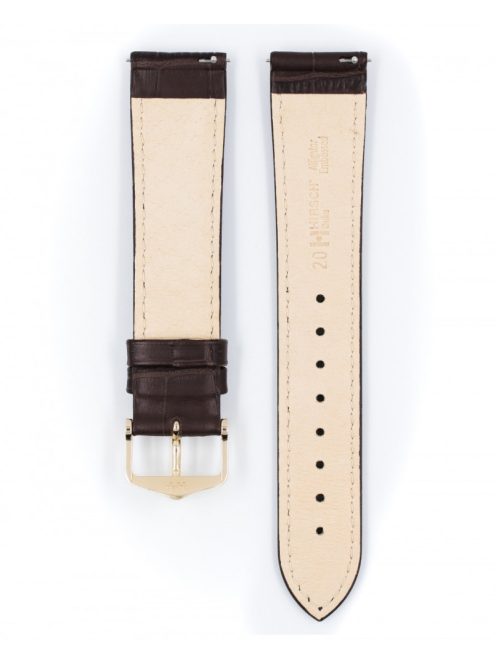 Hirsch Duke borjúbőr óraszíj, sötétbarna, 20/18L