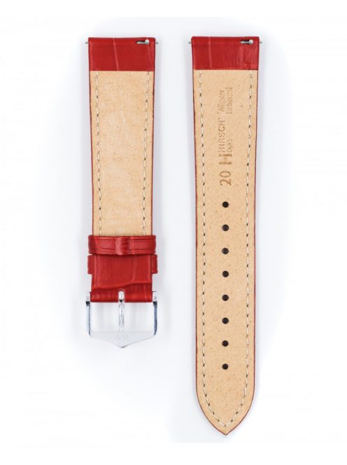 Hirsch Duke borjúbőr óraszíj, piros, 18/16M
