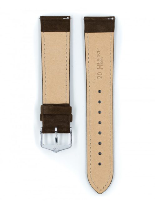 Hirsch Osiris Nubuck borjúbőr óraszíj, sötétbarna, 16/14M