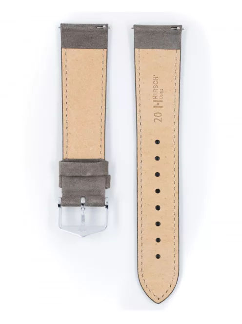 Hirsch Osiris Nubuck borjúbőr óraszíj, szürke, 16/14M