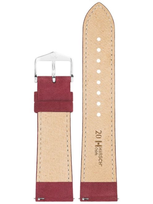 Hirsch Osiris Nubuck borjúbőr óraszíj, burgundi, 18/16M