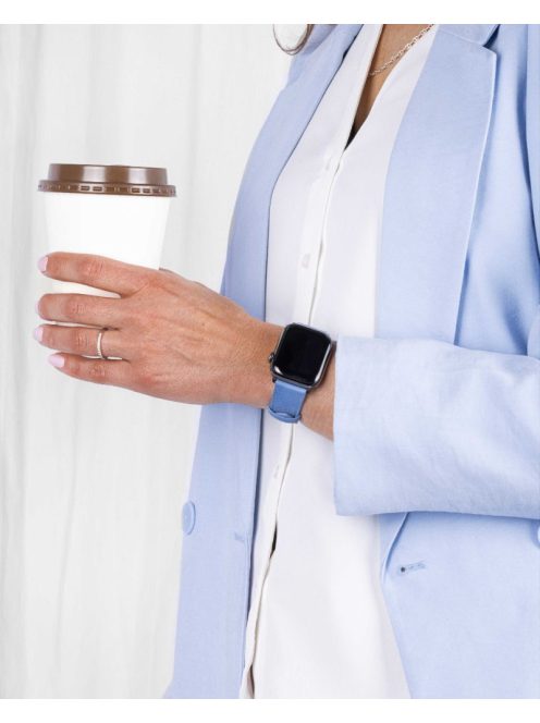 Hirsch Osiris Nubuck borjúbőr óraszíj, világoskék, 12/10M