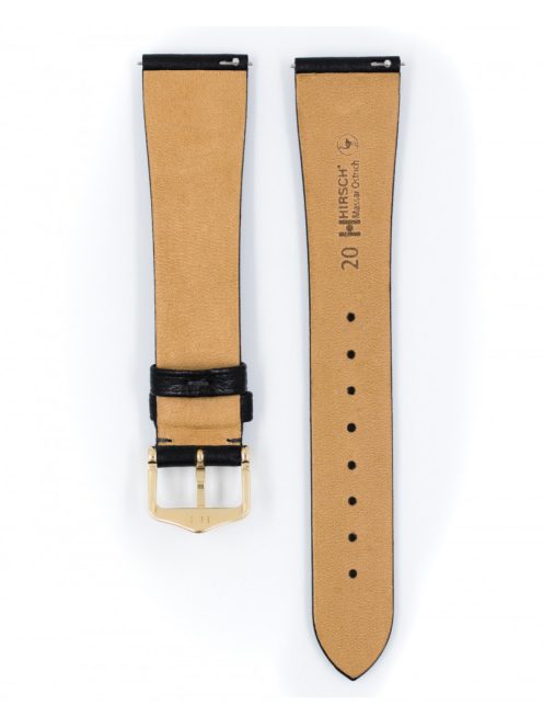 Hirsch Massai struccbőr óraszíj, fekete, 21/18L