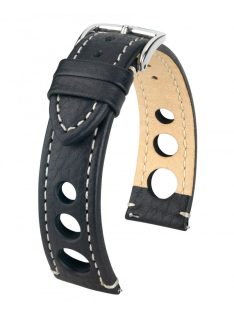Hirsch Rally bivalybőr óraszíj, fekete/fehér, 22/20L