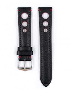 Hirsch Rally bivalybőr óraszíj, fekete/piros, 22/20L