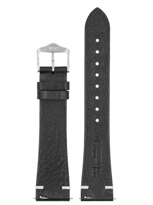 Hirsch Bagnore borjúbőr óraszíj, fekete, 22/18L