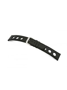 RIOS Racing bőr óraszíj, fekete, 20/18 mm