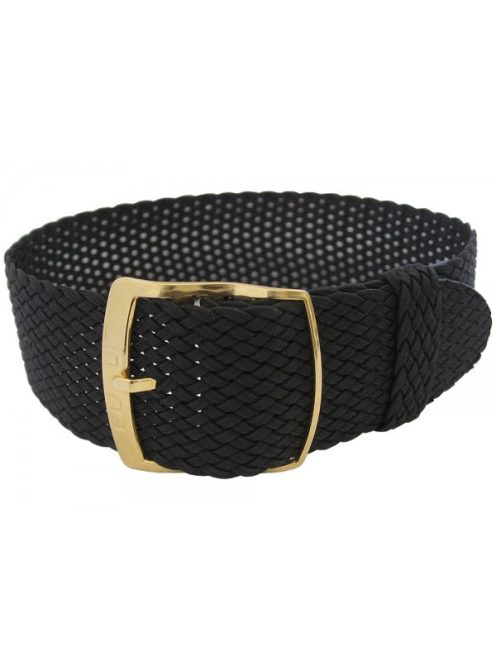 EULIT Kristall egyrészes perlon óraszíj, fekete 20mm XL