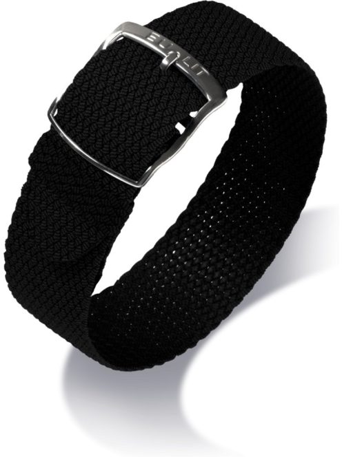 EULIT Kristall egyrészes perlon óraszíj, fekete 20mm XL