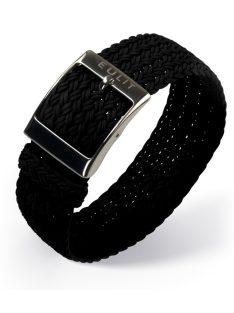 EULIT Palma egyrészes perlon óraszíj, fekete 22mm