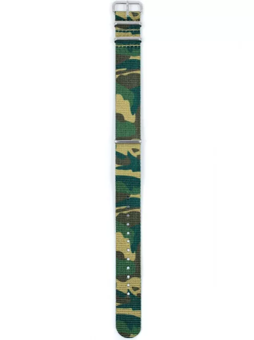 Hirsch Rush NATO óraszíj, barna/zöld/homok, camouflage, 18 mm