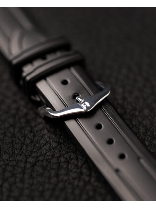 Hirsch Hevea kaucsuk óraszíj, fekete, 18/16L