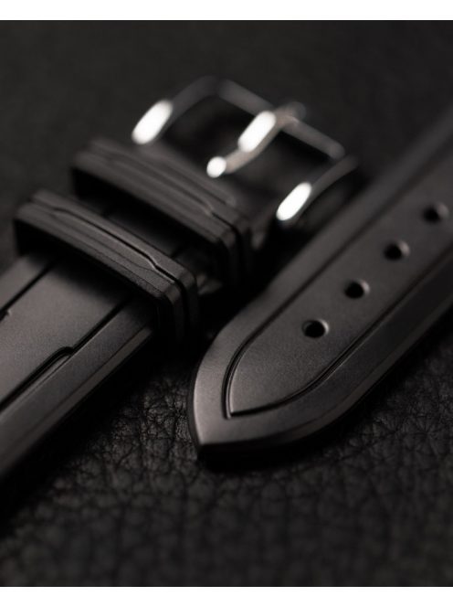 Hirsch Hevea kaucsuk óraszíj, fekete, 18/16L