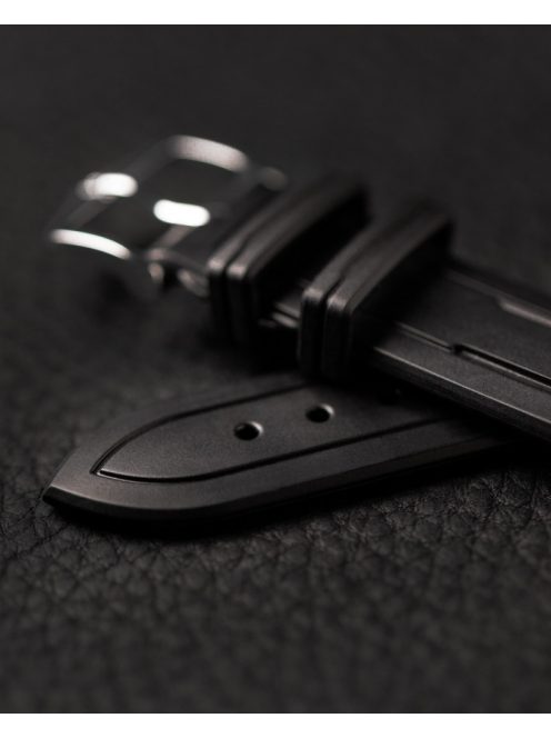 Hirsch Hevea kaucsuk óraszíj, fekete, 18/16L