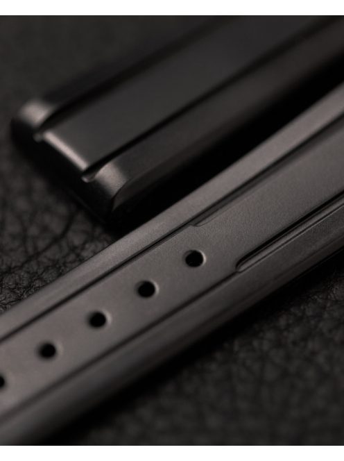 Hirsch Hevea kaucsuk óraszíj, fekete, 18/16L