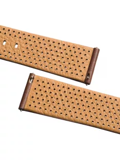   STAILER Premium Flex Perfo bőr óraszíj, sötétbarna 20/18 L
