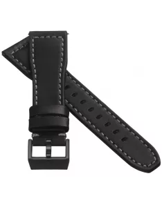   STAILER Premium Aviator bőr óraszíj, fekete/szürke 21/18 L