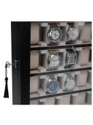 FEKETE FA ÓRATARTÓ VITRIN 20 ÓRÁNAK