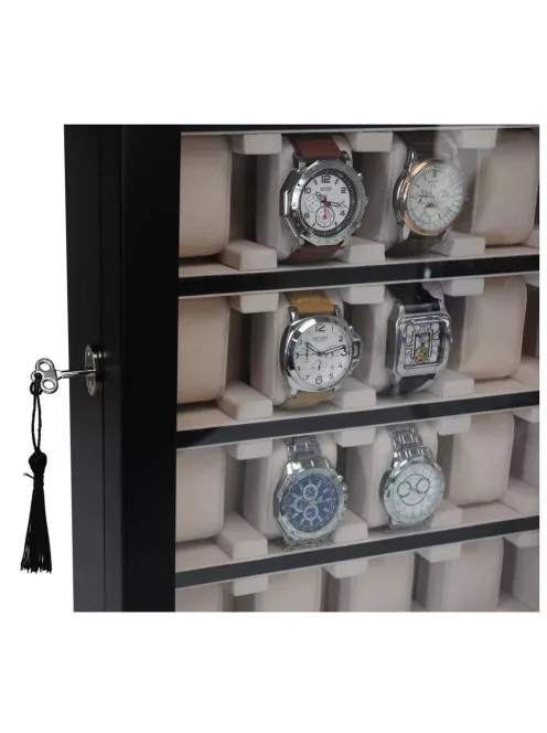 FEKETE FA ÓRATARTÓ VITRIN 20 ÓRÁNAK