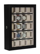 FEKETE FA ÓRATARTÓ VITRIN 20 ÓRÁNAK