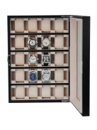 FEKETE FA ÓRATARTÓ VITRIN 20 ÓRÁNAK