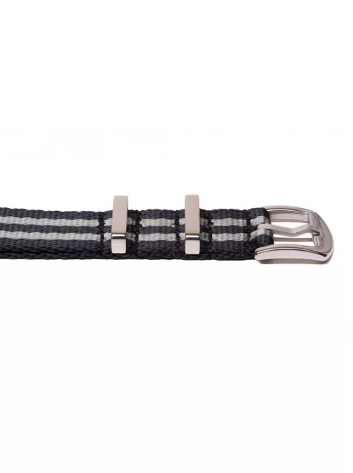 Edelwolle prémium Nato óraszíj, fekete/szürke, 18 mm