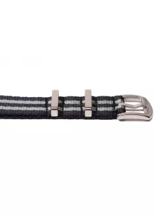 Edelwolle prémium Nato óraszíj, fekete/szürke, 20 mm