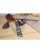 Edelwolle prémium Nato óraszíj, fekete/szürke, 22 mm