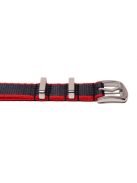 Edelwolle prémium Nato óraszíj, fekete/piros, 18 mm