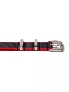 Edelwolle prémium Nato óraszíj, fekete/piros, 20 mm