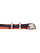 Edelwolle prémium Nato óraszíj, fekete/narancs, 18 mm