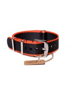 Edelwolle prémium Nato óraszíj, fekete/narancs, 20 mm