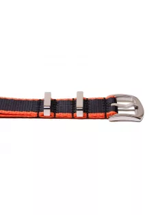 Edelwolle prémium Nato óraszíj, fekete/narancs, 20 mm