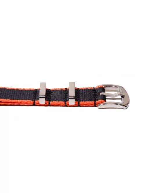 Edelwolle prémium Nato óraszíj, fekete/narancs, 20 mm