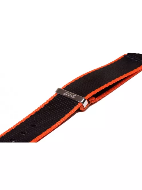 Edelwolle prémium Nato óraszíj, fekete/narancs, 20 mm