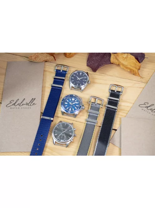 Edelwolle prémium Nato óraszíj, szürke/bézs, 20 mm