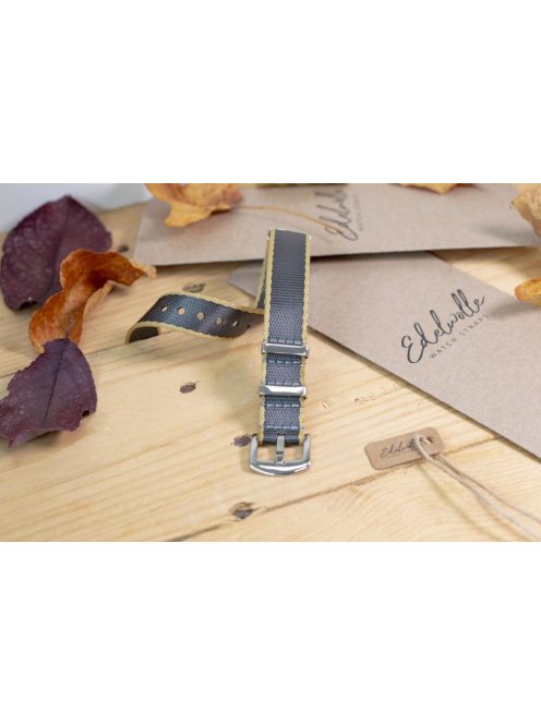 Edelwolle prémium Nato óraszíj, szürke/bézs, 22 mm