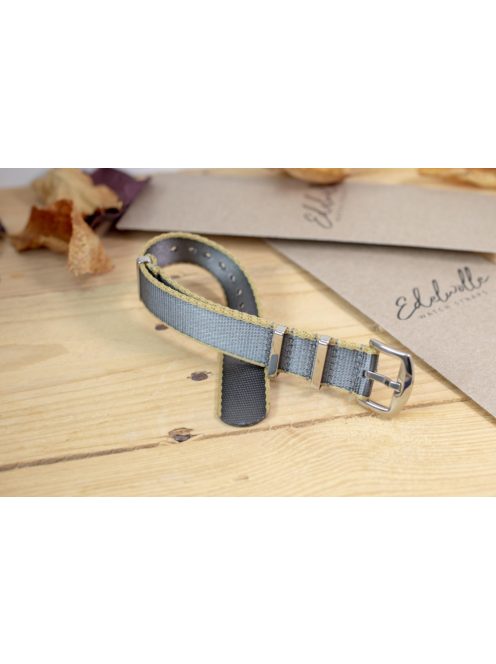 Edelwolle prémium Nato óraszíj, szürke/bézs, 22 mm