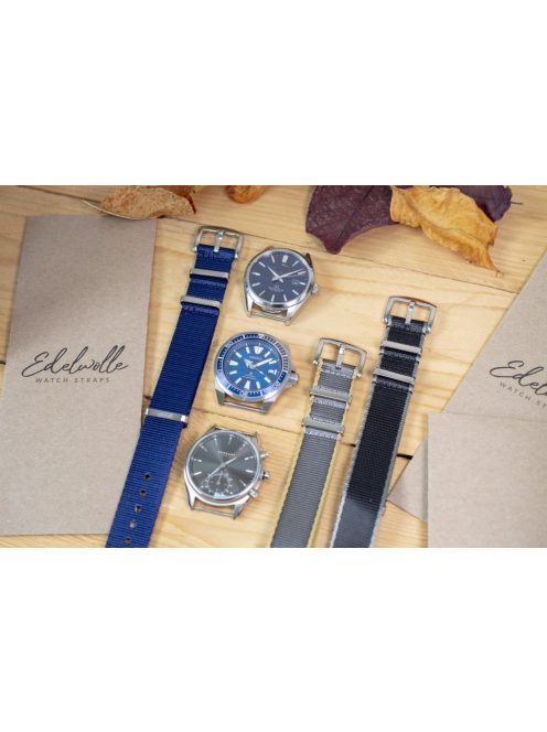 Edelwolle prémium Nato óraszíj, szürke/bézs, 22 mm