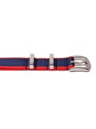 Edelwolle prémium Nato óraszíj, sötétkék/piros, 20 mm