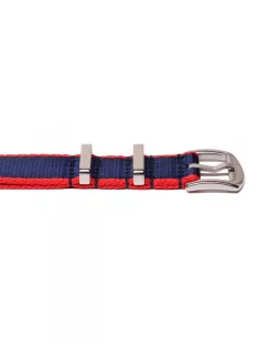 Edelwolle prémium Nato óraszíj, sötétkék/piros, 20 mm