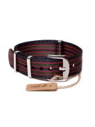 Edelwolle prémium Nato óraszíj, fekete/piros/zöld, 18 mm