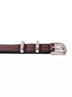 Edelwolle prémium Nato óraszíj, fekete/piros/zöld, 18 mm