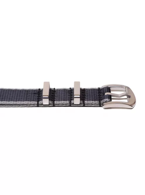 Edelwolle prémium Nato óraszíj, fekete/szürke, 20 mm