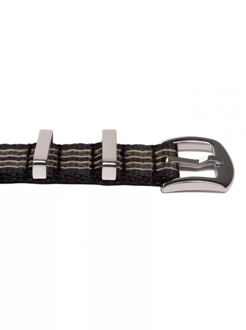 Edelwolle prémium Nato óraszíj, fekete/bézs/szürke, 20 mm
