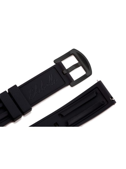 Edelwolle szilikon óraszíj, fekete, 22mm