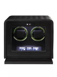 Varrott bőr óraforgató 2 órának, fekete