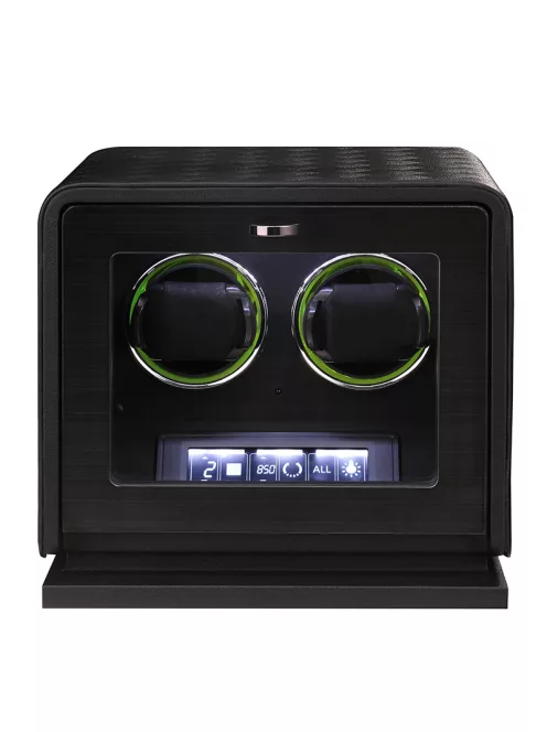 Varrott bőr óraforgató 2 órának, fekete