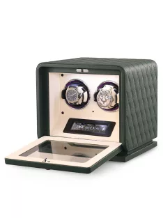 Varrott bőr óraforgató 2 órának, zöld