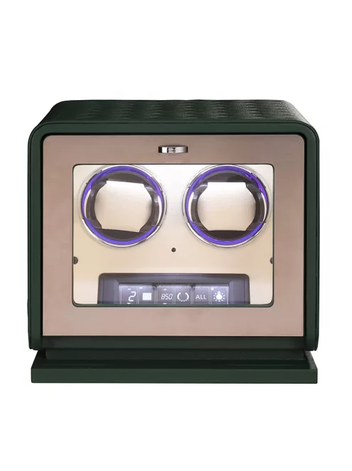 Varrott bőr óraforgató 2 órának, zöld